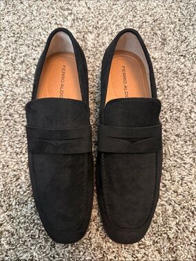 Ferro Aldo Men's Black Suede Slip-On Loafers